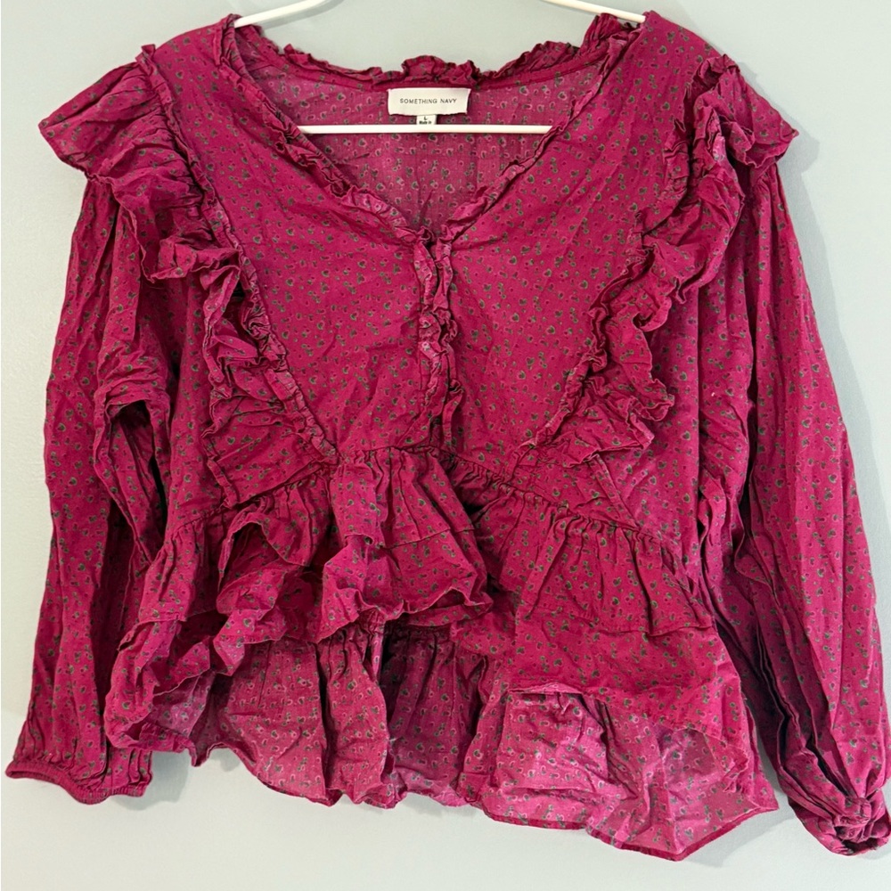 Something Navy Ruffle Top - Picture 2 of 3